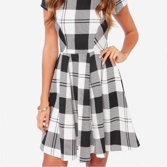 Lulus Chess Queen Black & Ivory Plaid Dress - Picture 2 of 12